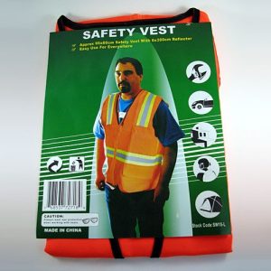Safety Jacket/Vest w/Reflective Stripes 4 Pockets (Orange) Large