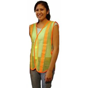Safety Vest Lime Green with Reflective Orange Trim