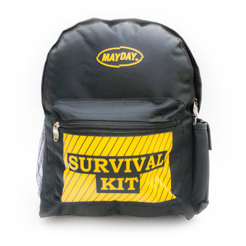 Adult Size Backpack / Black w/ “Survival Kit” Imprint
